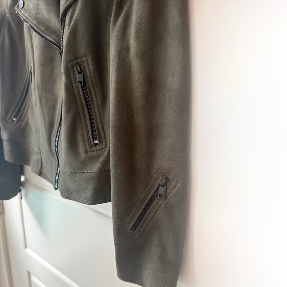 NWT Banana Republic Khaki Moto. Vegan Suede Jacket. Size S - Picture 6 of 13